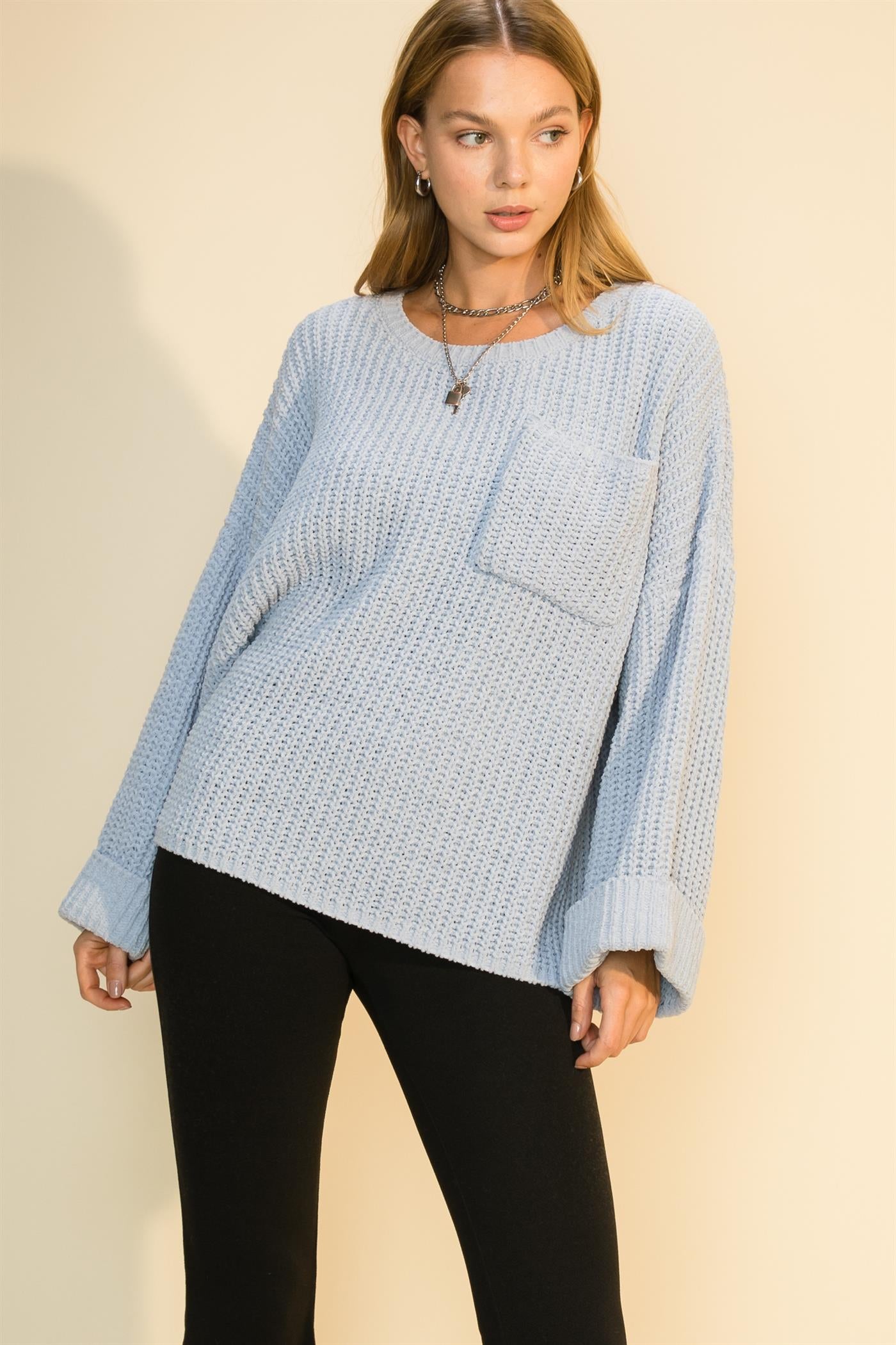 Let's Chill Sweater in Blue & Charcoal