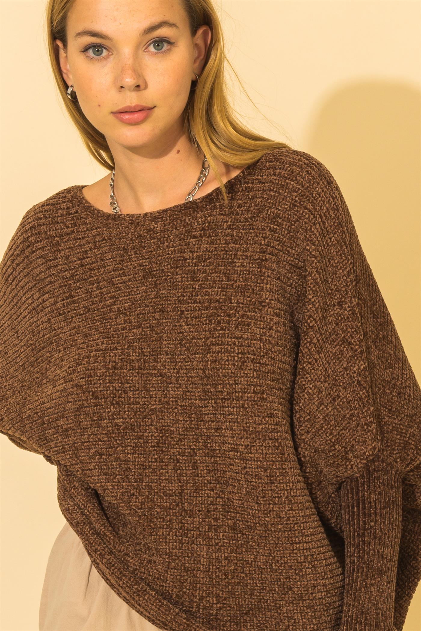 Coco Harmony Dolman Sleeve Sweater in Brown