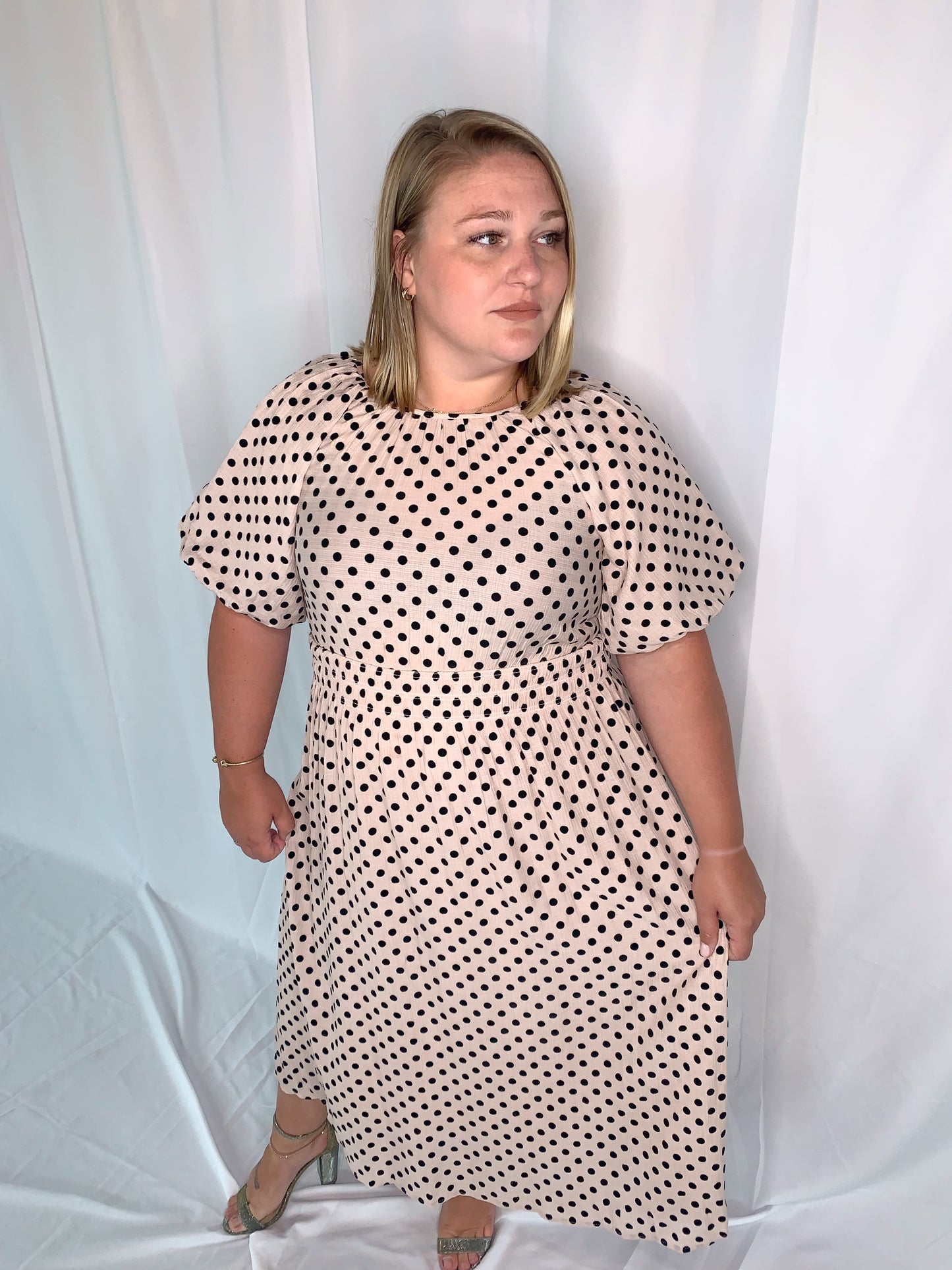 Short Sleeve Polka Dot Dress