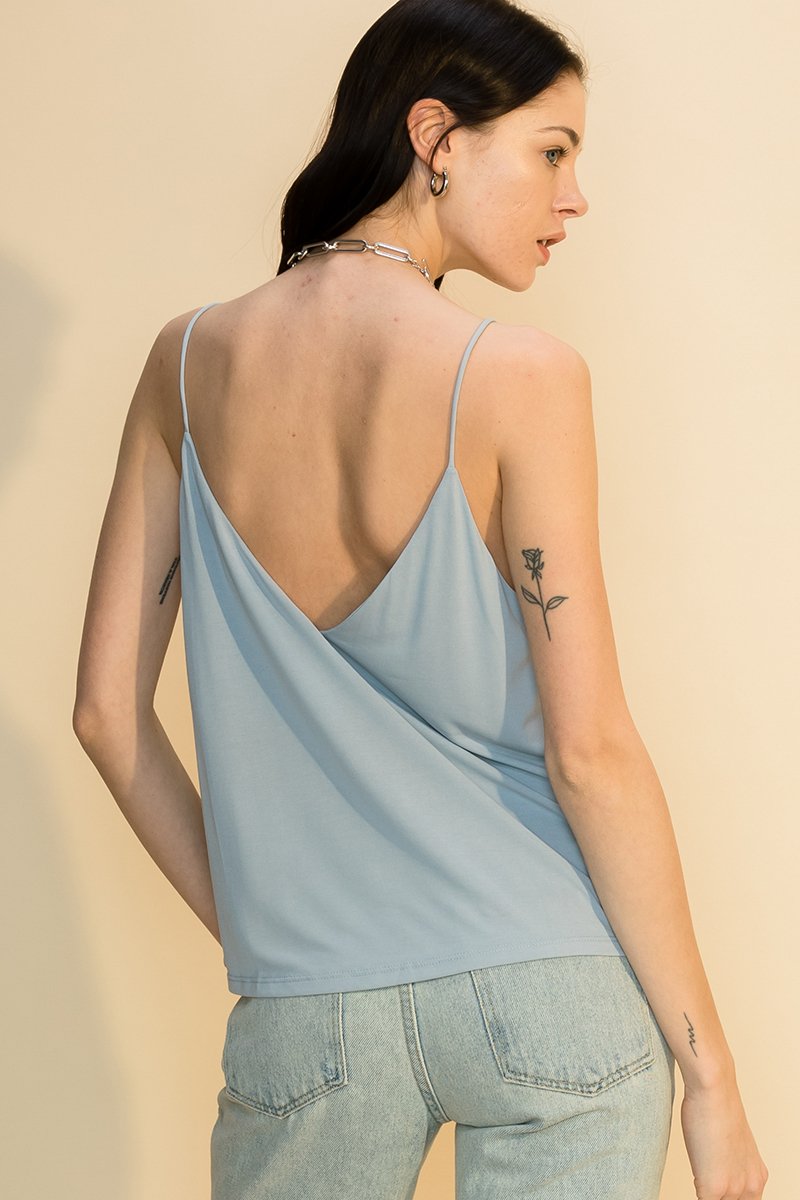 V Neck Cami With Open Back Detail